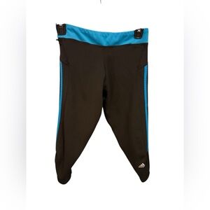 Adidas Black Leggings with Blue Highlights